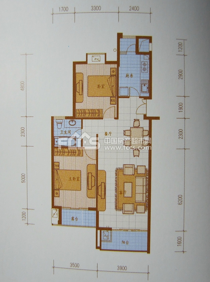 新城丽景二期l户型100平米2室2厅1卫户型图,户型设计图大全,户型点评