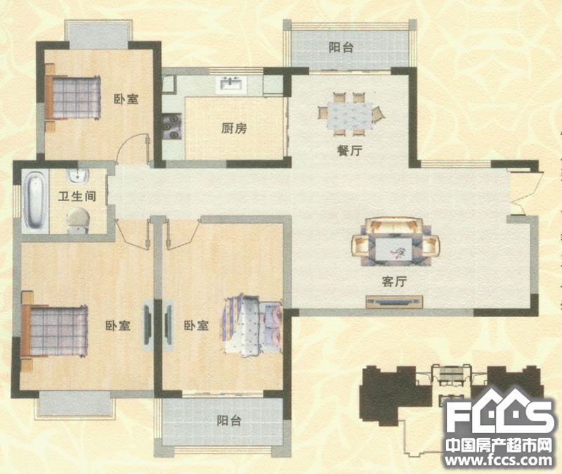 楼盘大全 谢家集区 熙城熙园 户型编号 户型图 a2户型 三两一 122