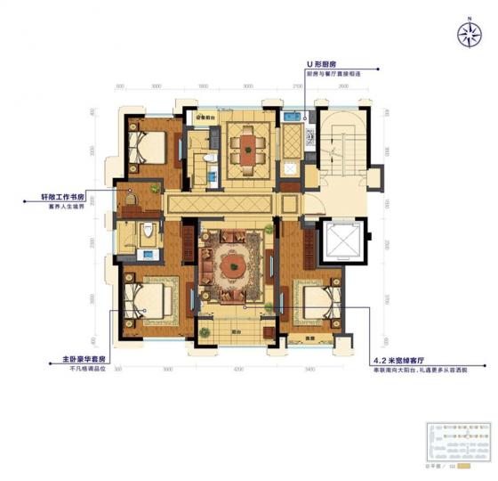 紫都上海晶园a1户型二层 4室3厅4卫1厨 380.